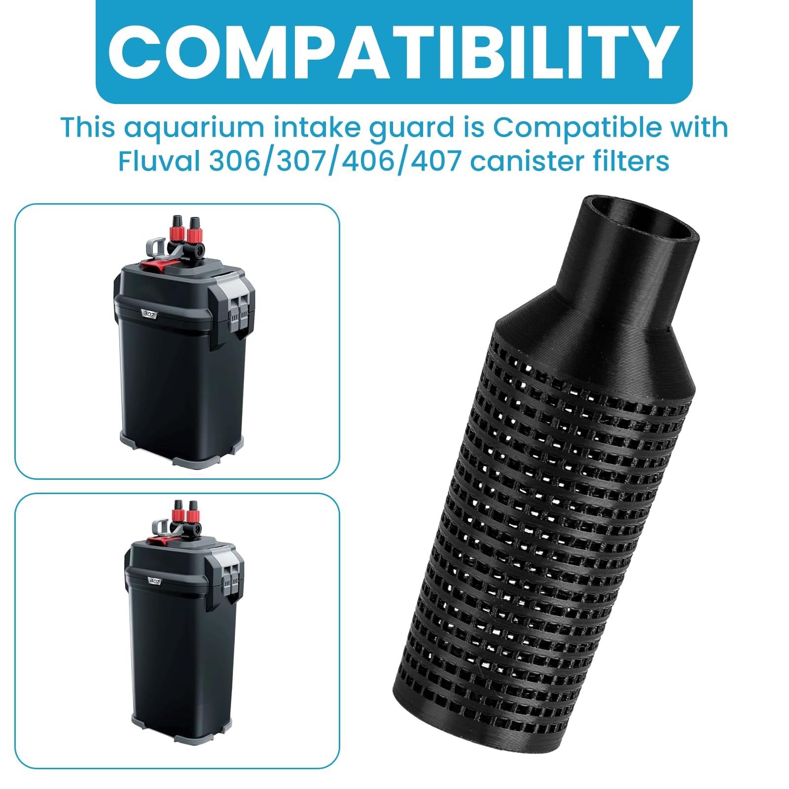 ETZ Aquarium Intake Guard, Guard Fits for Shrimp Fry Black