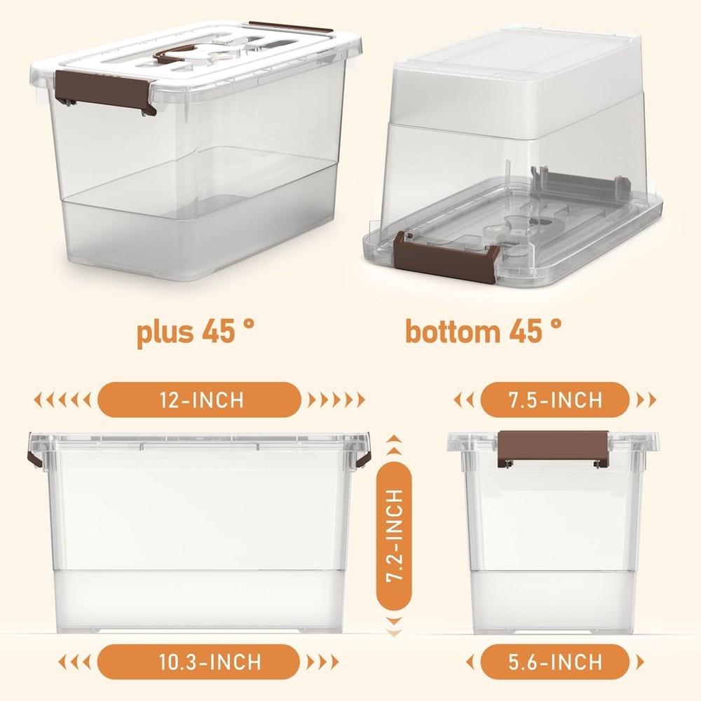 4 Pack-Plastic Storage Bins with Lids and Handle, Clear Plastic Latching Box ...