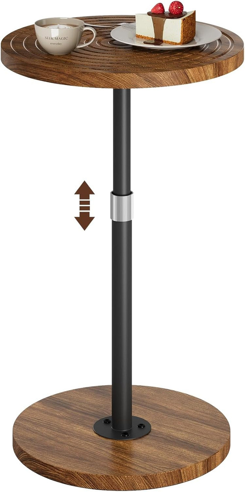 round Side Table, Adjustable-Height Small Drink Table, Pedestal Martini Stand, W