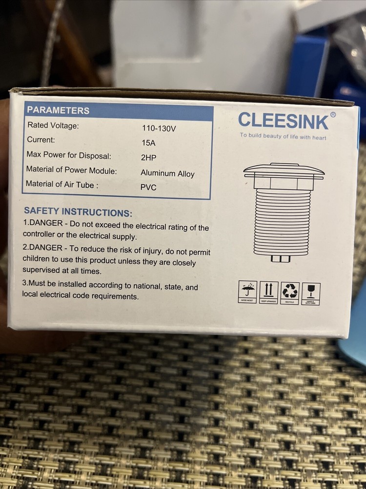 CLEESINK GARBAGE DISPOSAL AIR SWITCH KIT CHROME BUTTON
