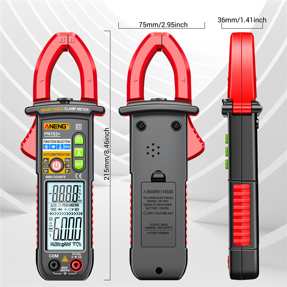 ANENG Smart Digital Clamp Meter Voice Broadcast Multimeter AC DC Volt Temp Meter