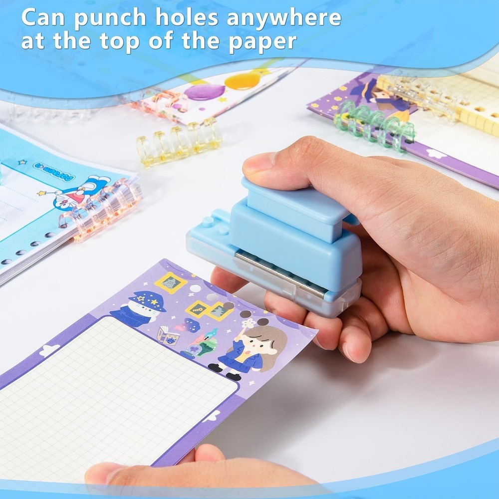 Compact 5-Hole Binding Machine - 16 Loose-Leaf Strips for Customized Notebooks