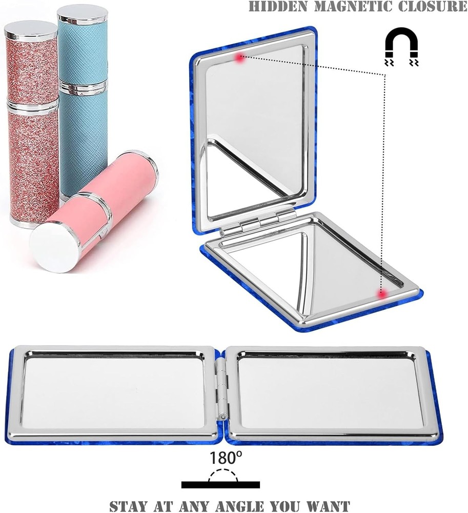 Portable Rectangular Makeup Mirror with Magnifying Side - Perfect for Travel