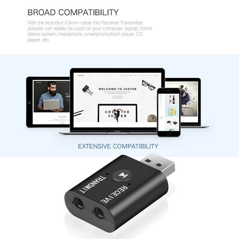 3.5mm AUX Audio Mini USB Bluetooth Transmitter Receiver Adapter Dongle For PC TV