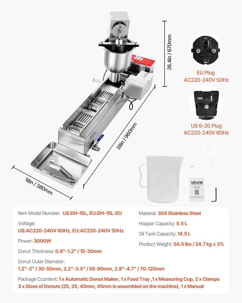 90pcs/h Commercial Automatic Donut Machine Single Row Doughnut Maker System