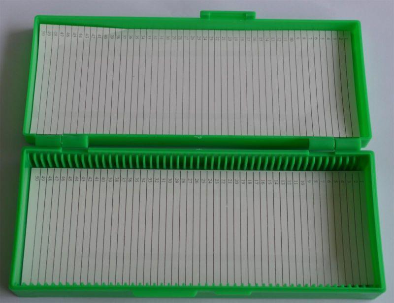 1pc New  Microscope Slides Box Slide Storage Holds 50 Slides color randomly