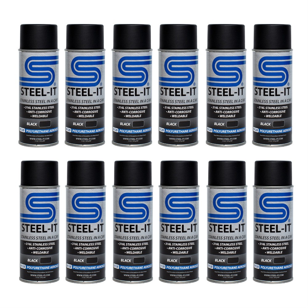 STEEL-IT BLACK Polyurethane 14oz Spray Can (12 Pack)