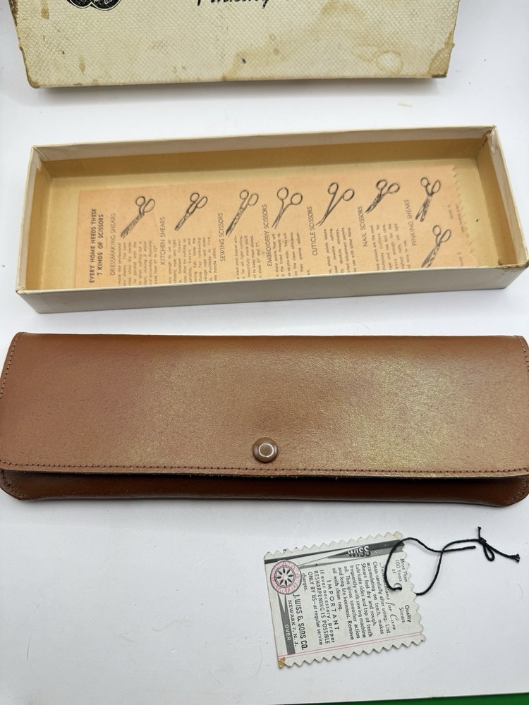 Vintage WISS PINKING SHEARS w/ Leather Case & Box