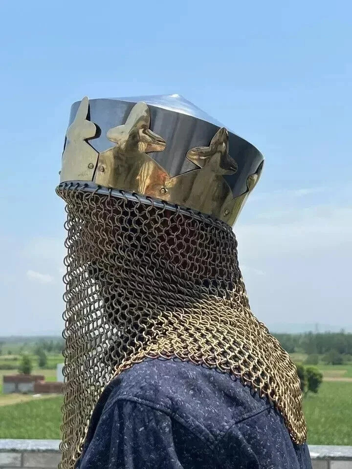 King Arthur Monty Python Helmet Medieval Knight Armor with Chainmail and Crown