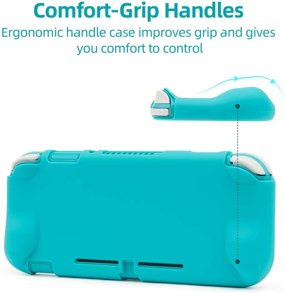 For Nintendo Switch Lite Green Shell Protective Case + 4 X Thumb Grip Caps
