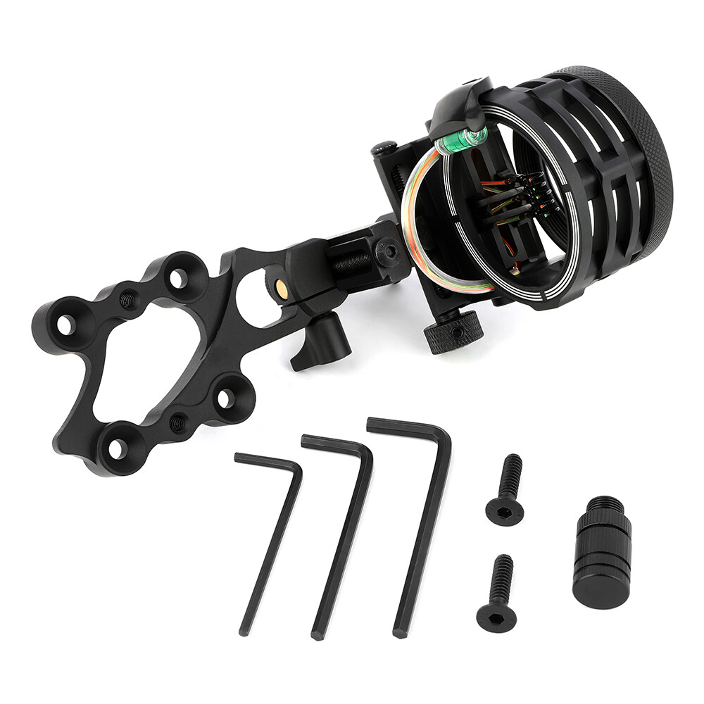 Compound Bow 5Pin Sight 0.019"Fiber Light Adaptor Adjustable Archery Target Hunt