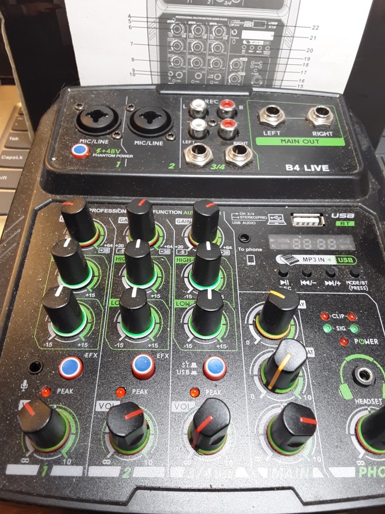 4 channel mixing console, USB, BT, Audio Interface