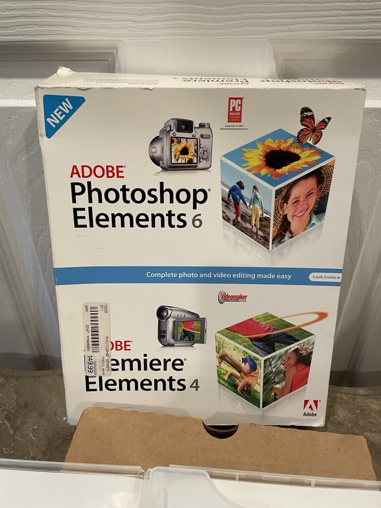Vintage Adobe Photoshop Elements 6 and Premiere Elements 4 - 2 Discs Excellent