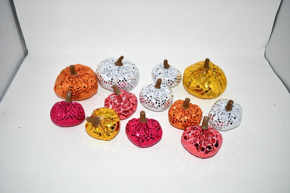 Weysat 12 Pcs Thanksgiving Disco Pumpkins Decorations, NWT