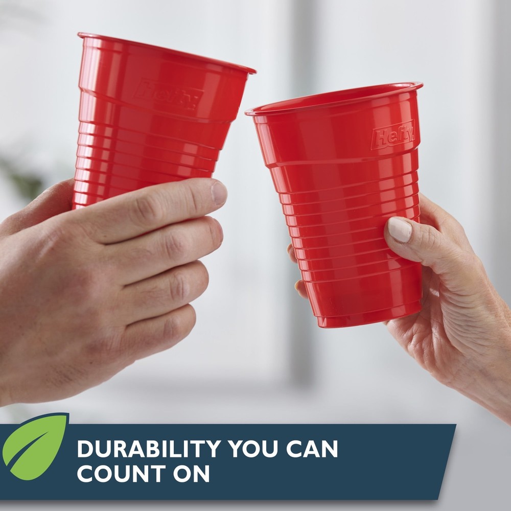 (3 pack) Hefty ECOSAVE Compostable Party Cups, Red, 18 oz., 16 Count