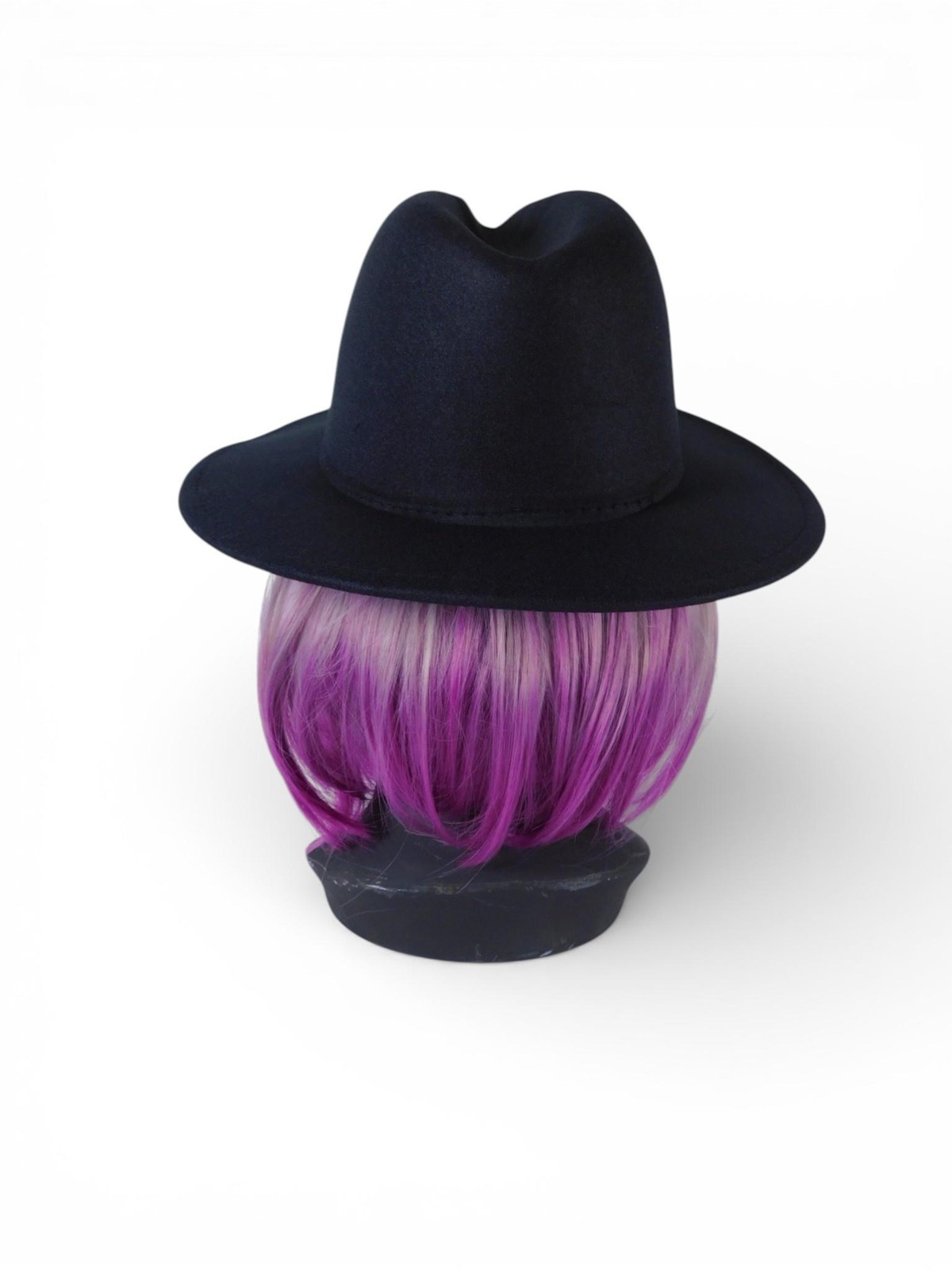 Wide Brim Fedora Hat Womens 7 1/8 Black Embroidered Butterfly Moon Floral Boho