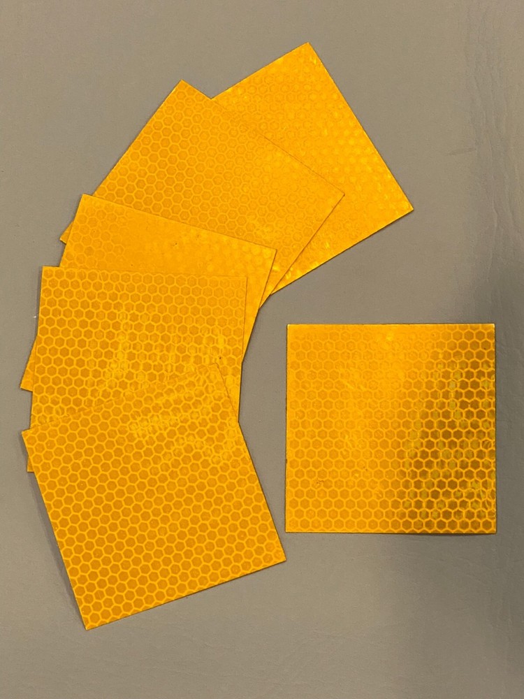 6 pc Conspicuity Tape DOT Reflective Trailer Construction Yellow 2” x 2" Squares