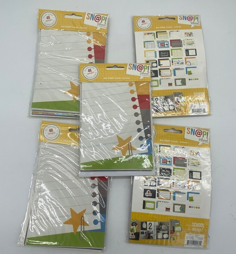SIMPLE STORIES~SNAP CARDS~SCHOOL THEME~4X6 DOUBLE SIDED CARDS 5 Sets
