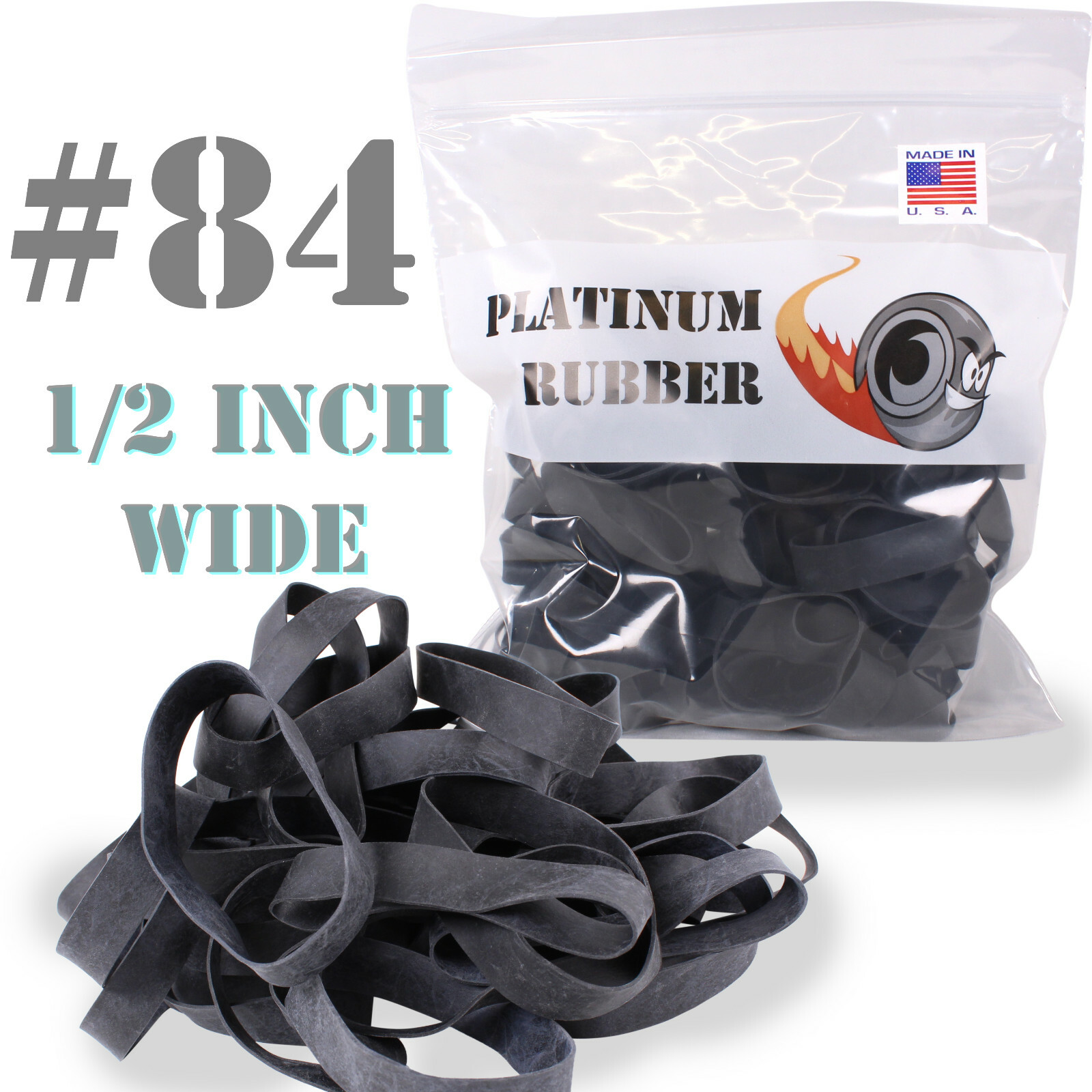 1LB Wide 1/2" Black UV #84 Rubber Bands USA Bulk XL Wide Large 3-1/2" Outdoor