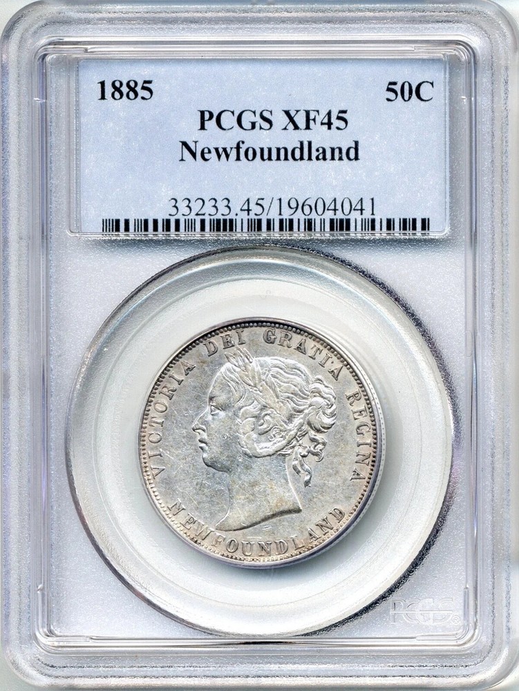 1885 Newfoundland 50 Cent - Choice Extremely Fine, PCGS EF 45