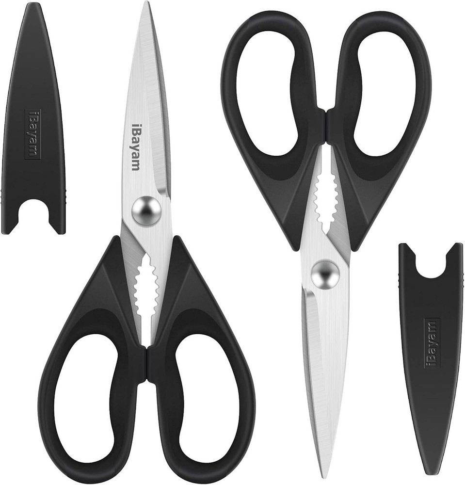 Versatile Black Utility Scissors Set - Heavy Duty Meat & Poultry Shears, 2-Pack