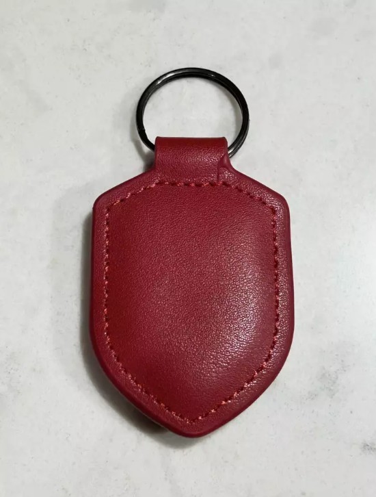 Genuine Porsche Red Leather Crest Keyring WAP0500920E