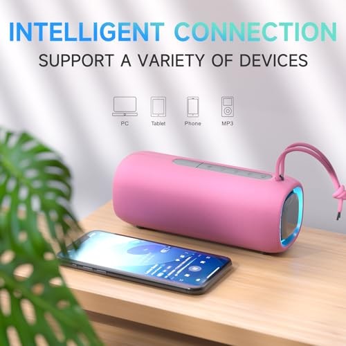 Portable Bluetooth Speaker, Wireless Bluetooth Speaker with Clear Loud Pink