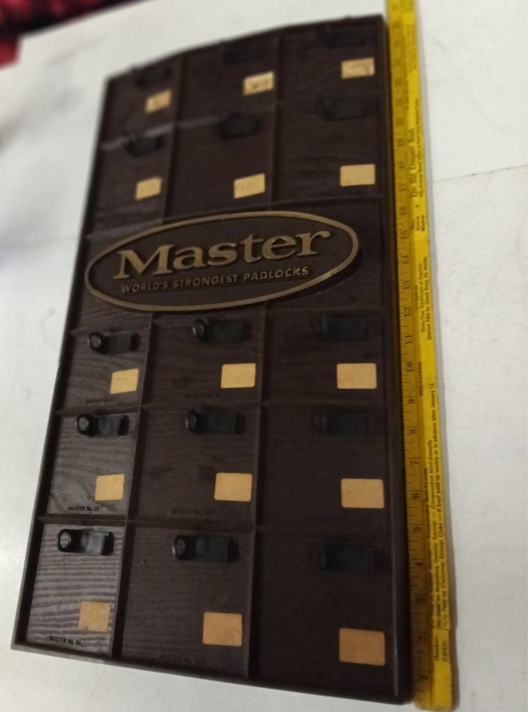 Vtg Master Lock Store Display Board EMPTY No Padlocks Advertising Sign
