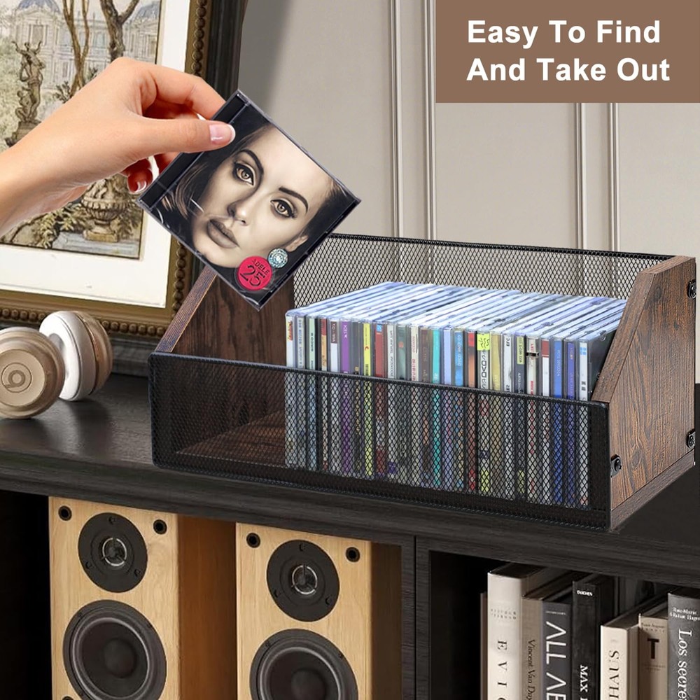 Salajory CD Storage Rack - CD Storage Case Holds 38 Full Case CDs, 76 Slim Ca...