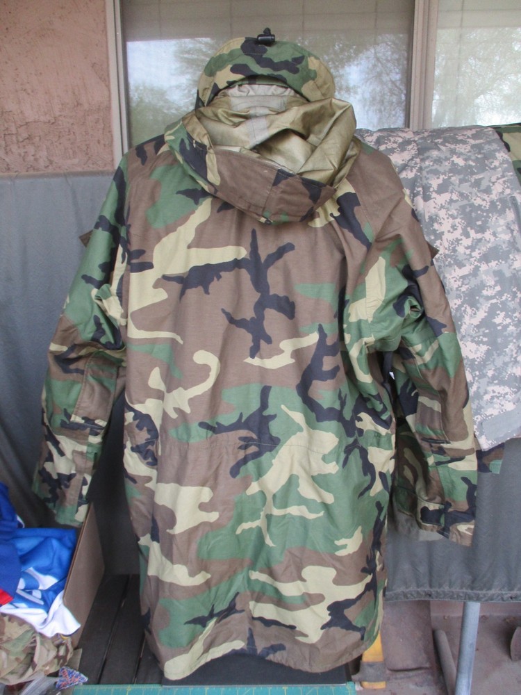 USMC 2nd Pattern Woodland BDU Gore Tex Rain Jacket, ECWCS Parka, MEDIUM LONG