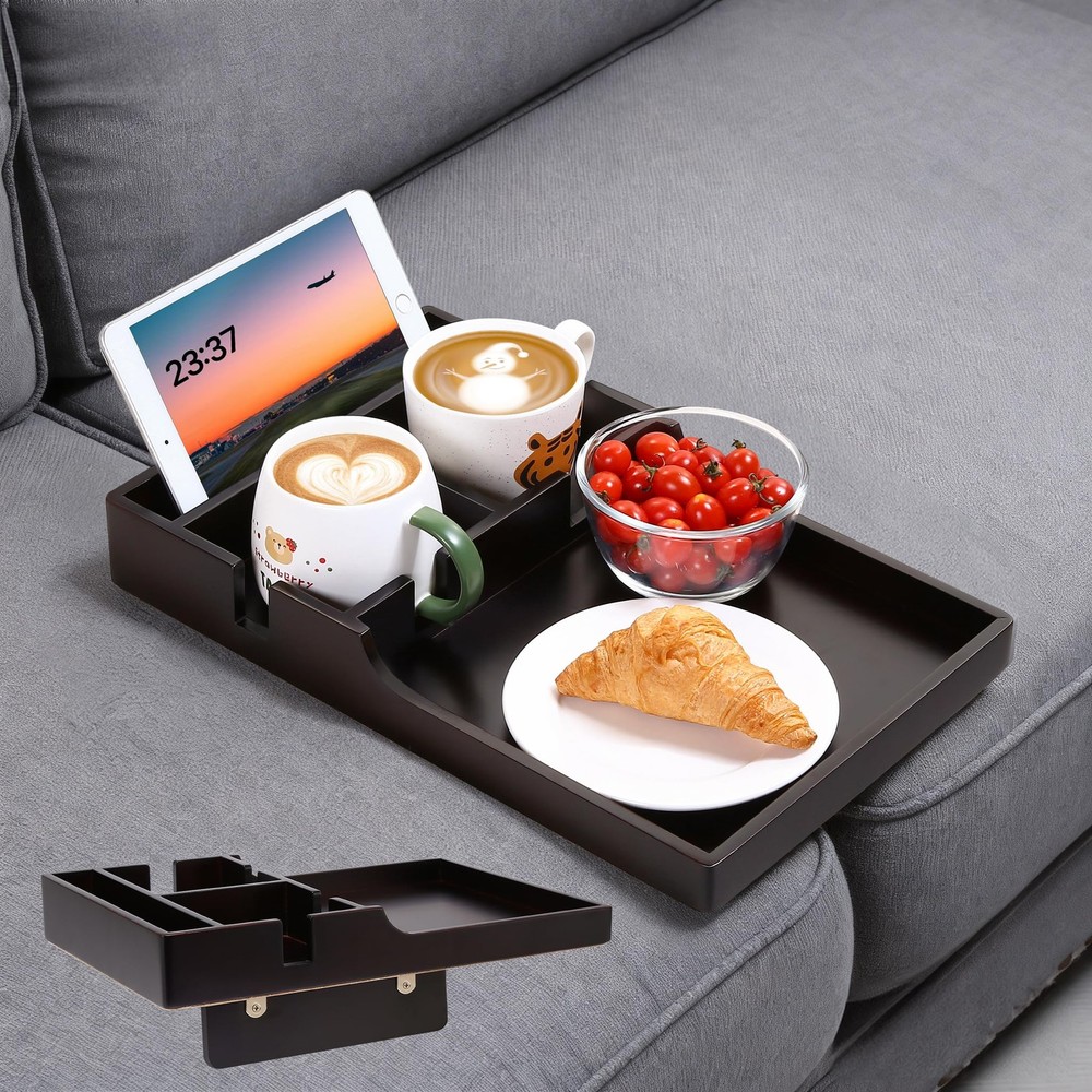 Couch Insert Tray, 2-in-1 Insert & Flat Sofa Organizer with 4 Compartments,Fi...