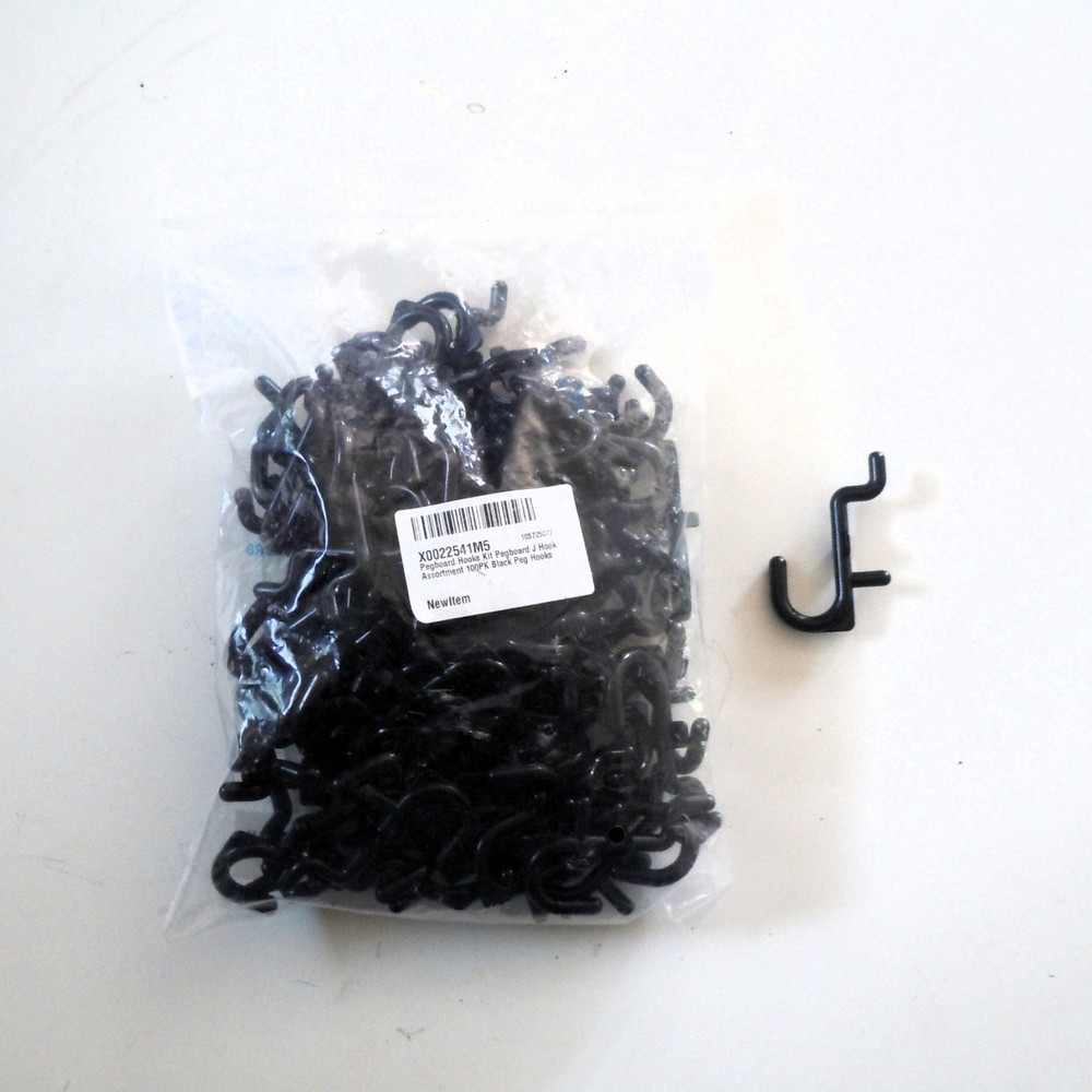 Plastic Black Pegboard Hooks J-Hooks for Peg Boards 84 piece Set
