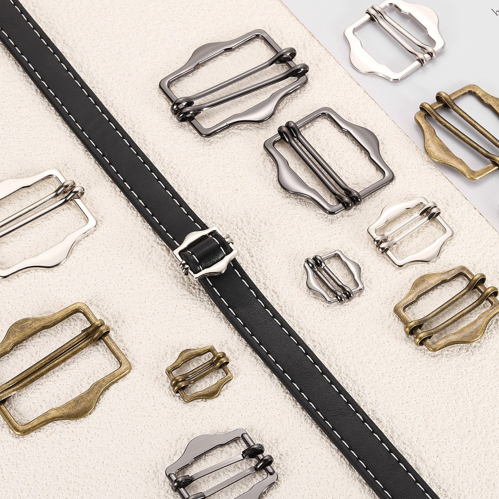 8Pcs Metal Slide Buckles, 20mm Webbing Strap Roller Adjuster, Silver/Dim Gray