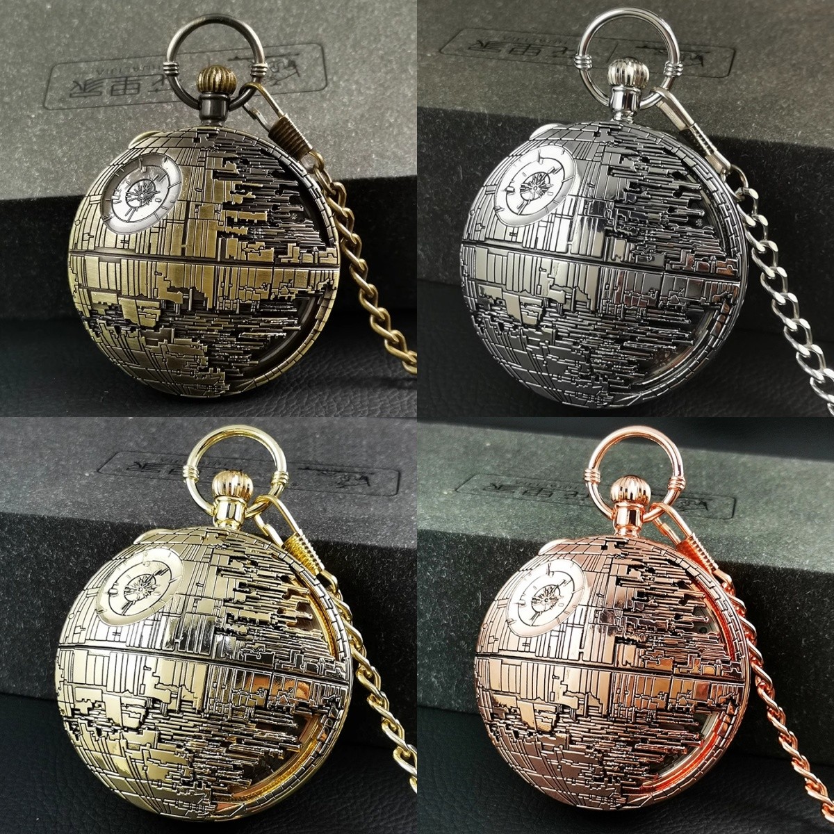 Star Wars Death Star Flip Cover Quartz Pocket Watch Music Box Pendant Xmas Gift