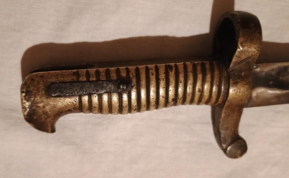 1860s Civil War Bayonet with Brass Handle Used Antique