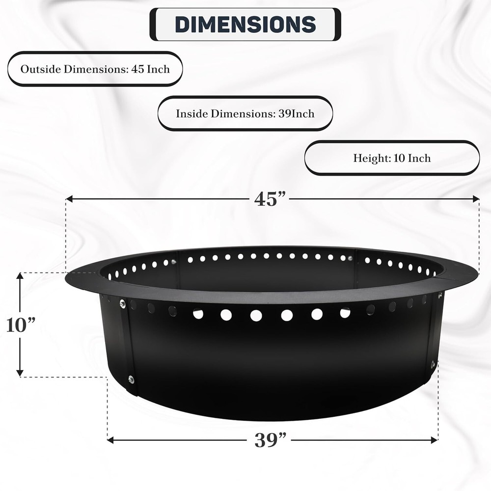 FEBTECH Smokeless Firepit Ring 45" OD & 39" ID for Outdoor Fire pits