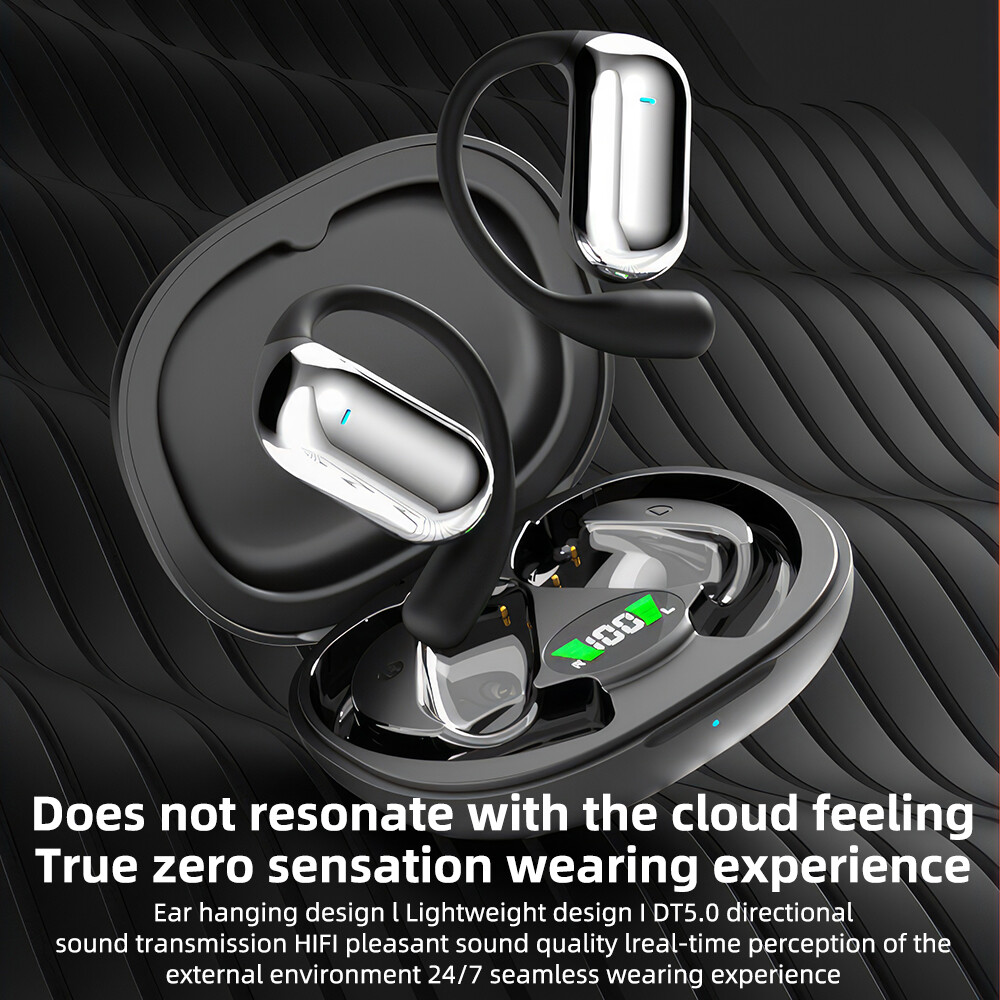 True Wireless Earbuds Open Ear Bluetooth Headsets Stereo Earphones Waterproof