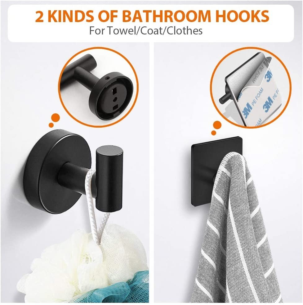 6pcs Bathroom Hardware Accessories Set Towel Bar Set Black