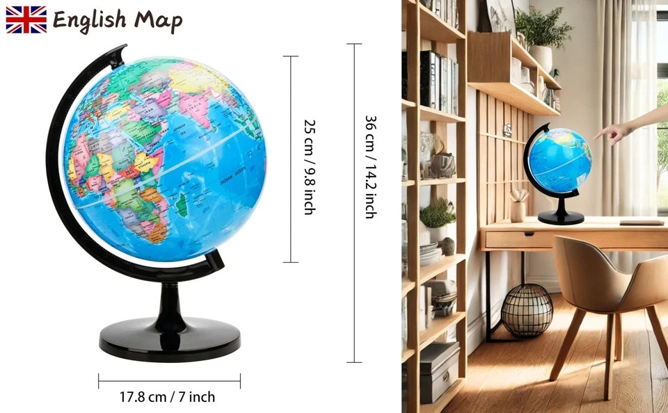 Exerz 10" World Globe - Political Map Educational- Self Assembled School Globe