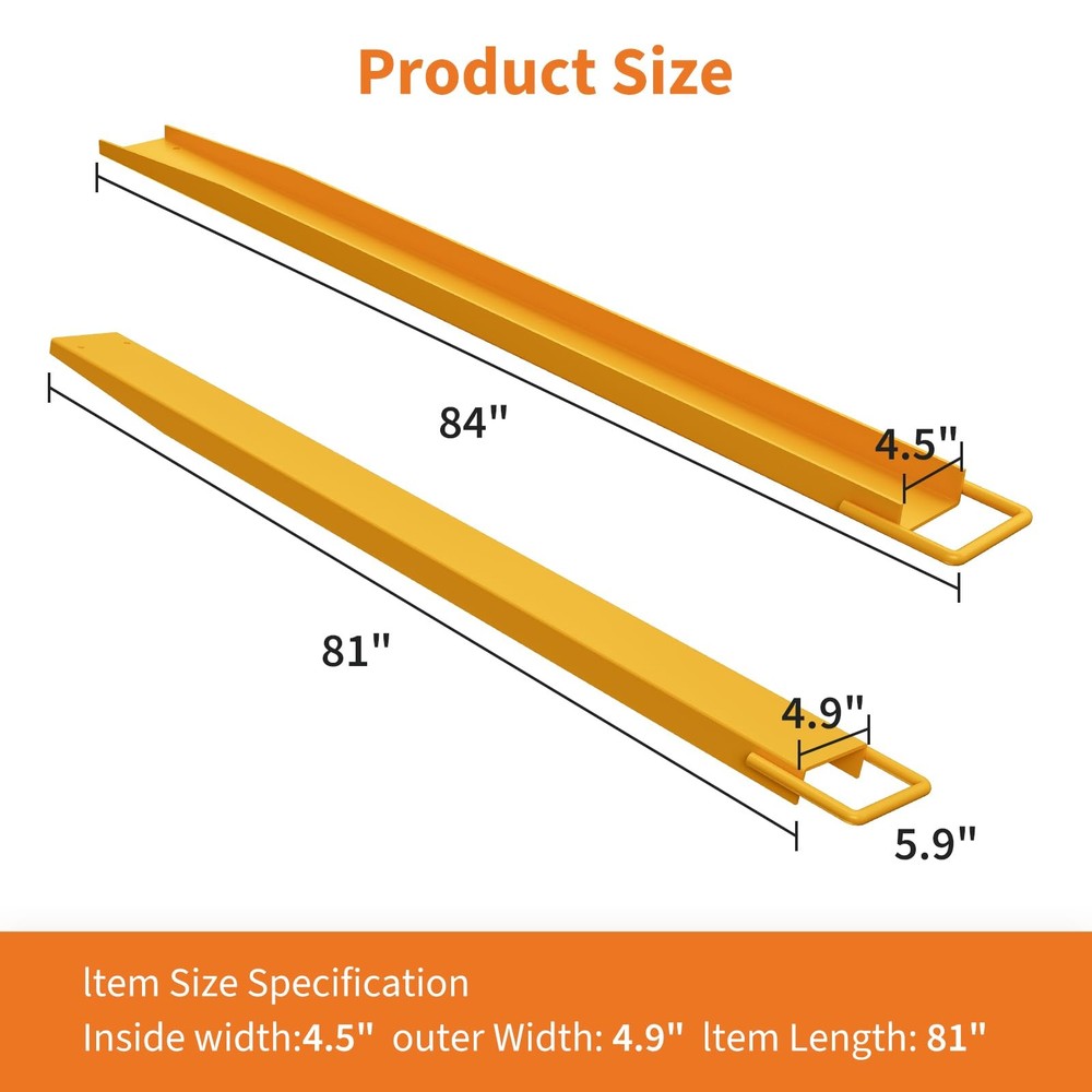 Pallet Forklift Extensions, 84"x4.5" Fork Extensions Heavy Duty Fork Extensions