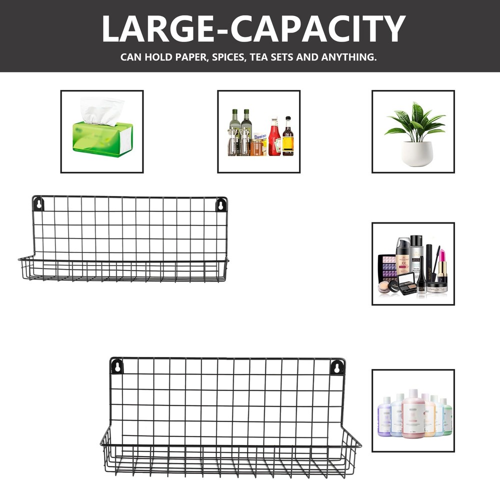2 Pcs Hanging Wall Wire Baskets,Shower Caddy Shelf Organizer Rack,Wall Mounte...