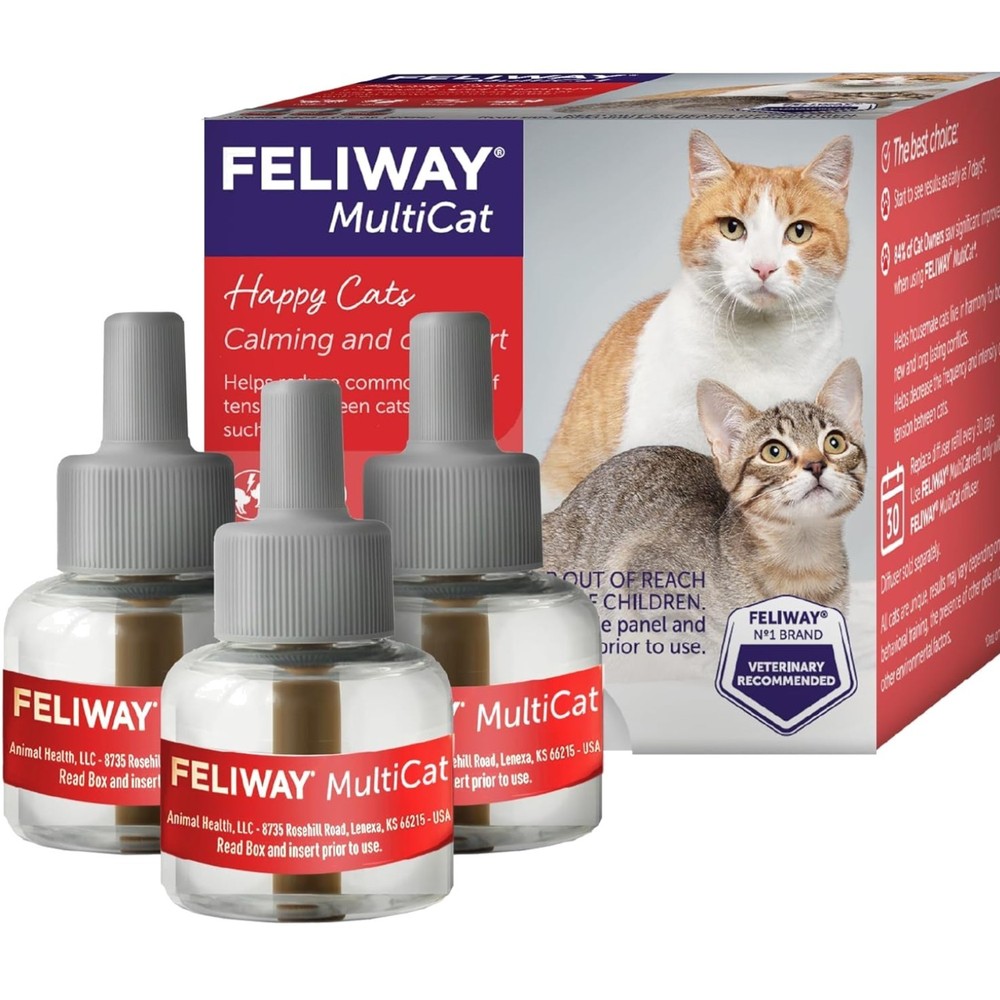 MultiCat 3 x 30 Day Cat Calming Refills for Pheromone Diffuser, 3 x 48ml Valu...