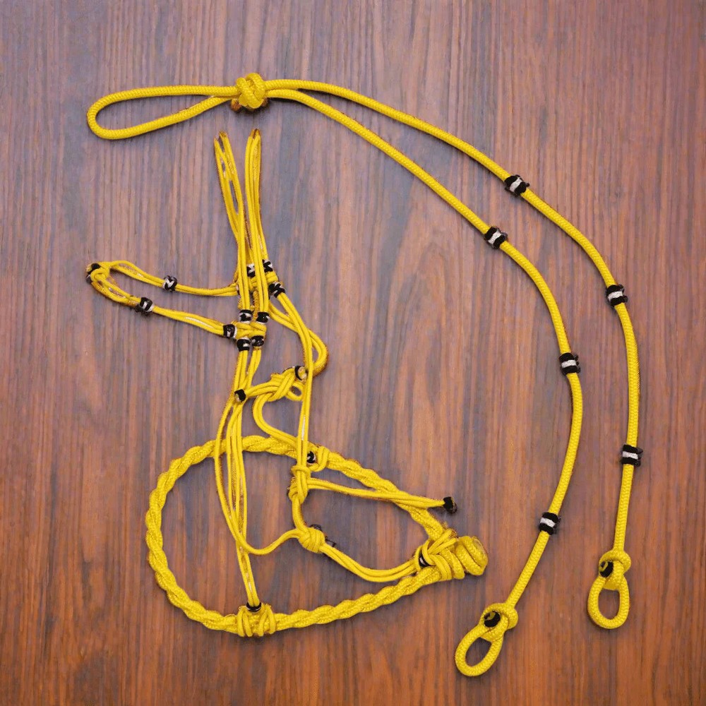 Charro Yellow Halter Bosalillo/Rienda Set