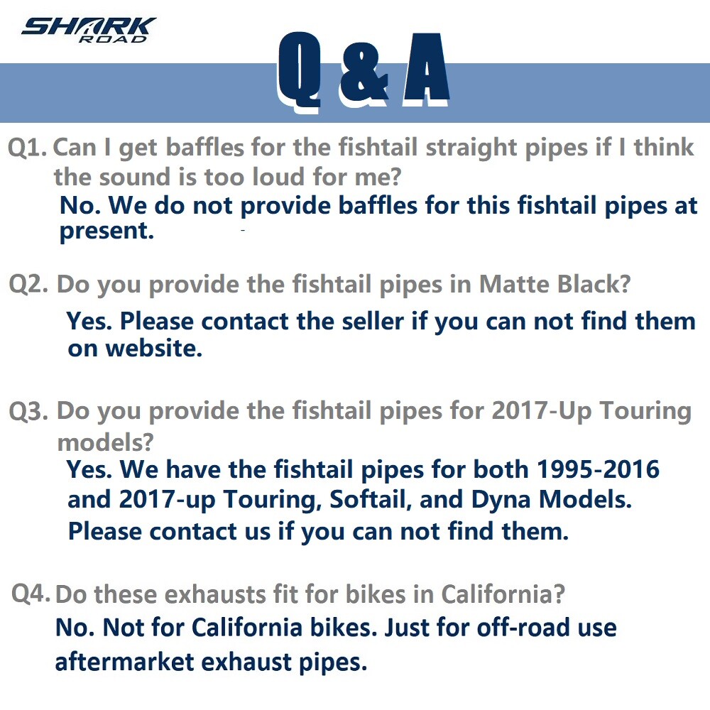 33”Fishtail Exhaust Pipe Slip Ons for Harley Touring 95-16 Road King, Road Glide