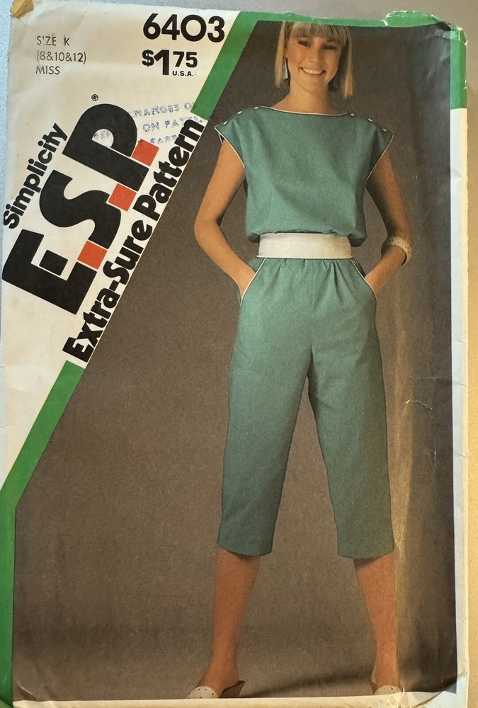 Vtg Simplicity E.S.P. pattern 6403 Misses' Pull-on Jumpsuit size 8, 10, 12 uncut