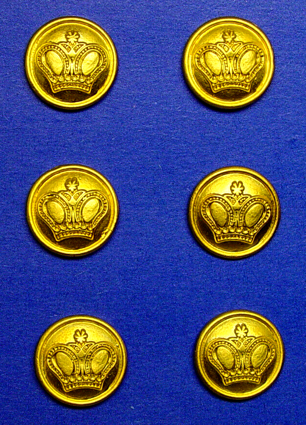 KASPER REPLACEMENT BUTTONS 6 GOLD TONE CROWN MOTIF SOLID METAL SHARP CONDITION