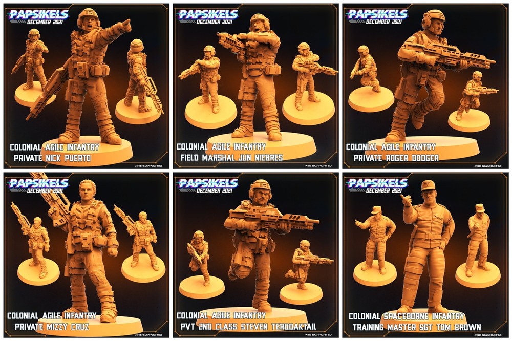 Character Miniatures | Dropship Troopers | Sci-Fi Miniature | Papsikels