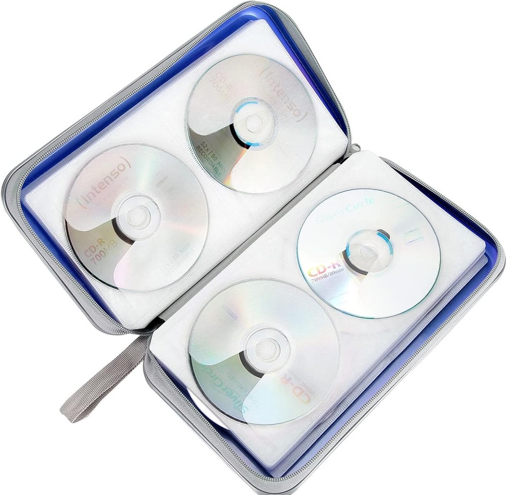 CD Case, DVD Case Holder 96 Capacity Hard Plastic Disc Cases Blue