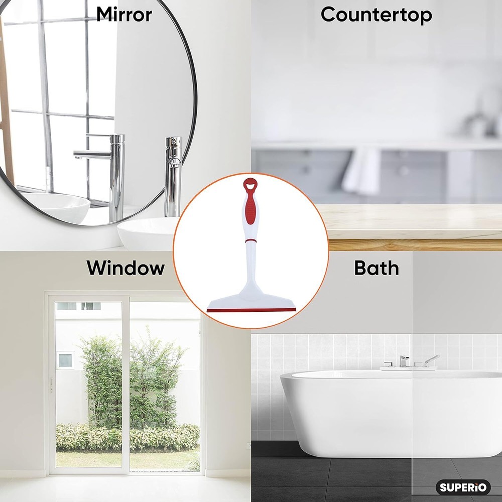 Superio 6" Window Rubber Squeegee with Hanging Loop, Red