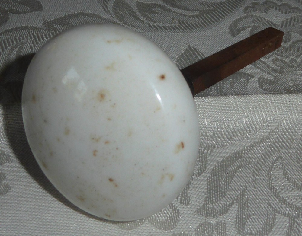 Vintage White Enamel Speckled Door Knob